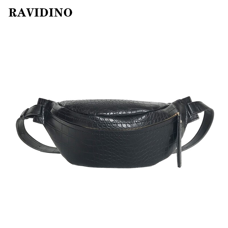 Crocodile Pattern PU Leather Waist Bags For Women Solid Color Funny Packs Ladies Belt Bags For Phone Female Funny Pack