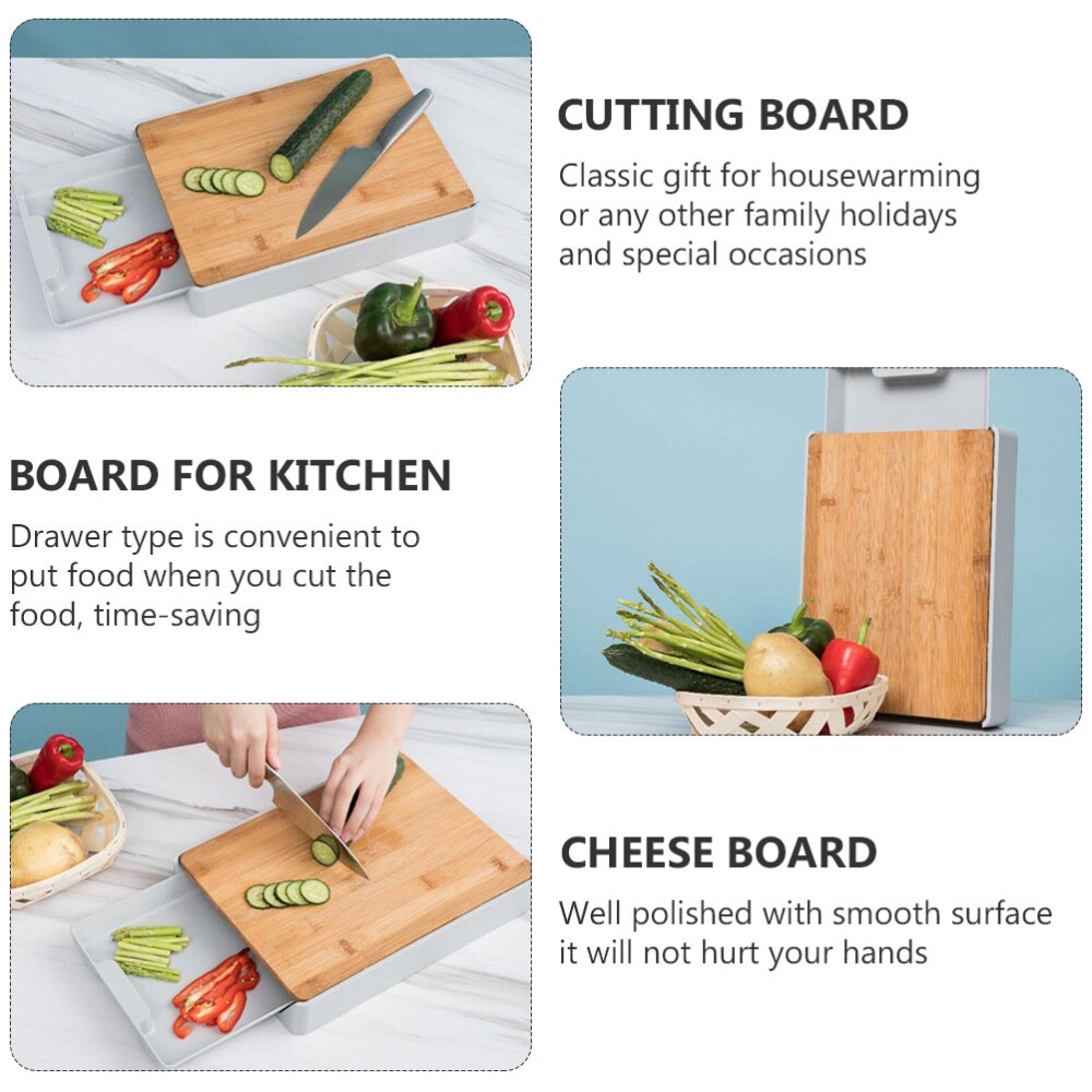 Multifunctional Bamboo Cutting Board Drawer Type Chopping Board Kitchen Tool