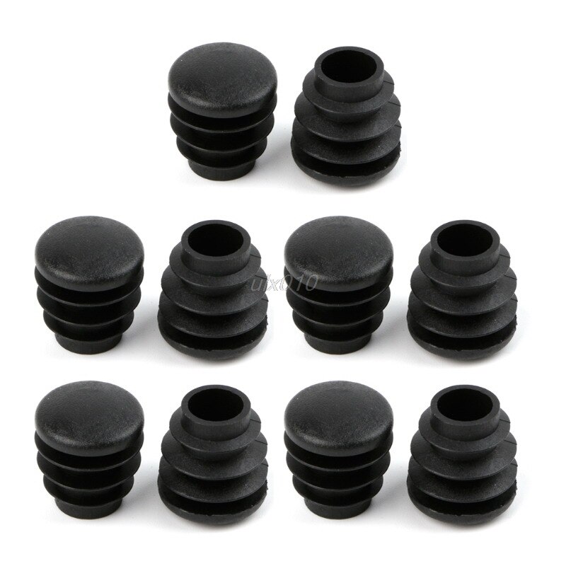 10Pcs Black Plastic Furniture Leg Plug Blanking End Cap Bung For Round Pipe Tube S02: 1