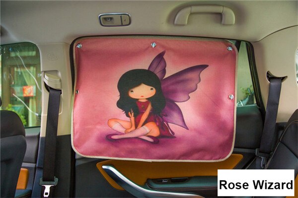 1pc 70*50cm Auto Cartoon Gordijn Cover Zon Blokkeren Auto Gordijn Side Blokkeren sucker Zonnescherm Gordijn voor kinderen: rose wizard