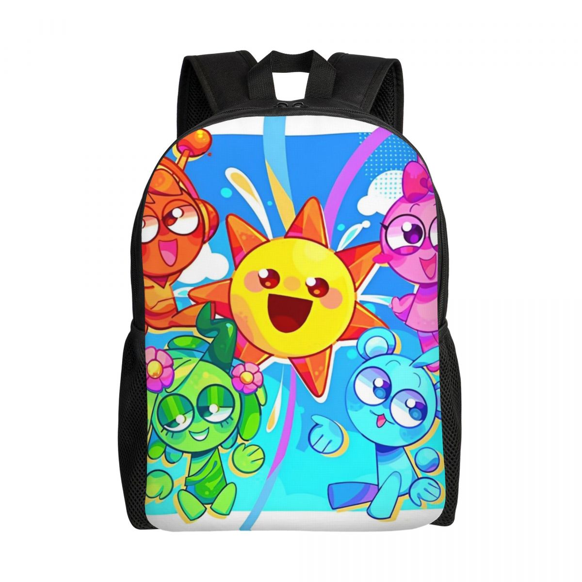 Mochila de dibujos animados Sprunki para juegos infantiles, mochilas escolares preescolares para niños y niñas: Gris