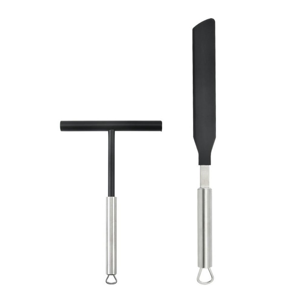 Stainless Steel Cake Spreader Non Stick With Hanging Hole French Crepe Spreader T Shape Batter Spatula Baking Tool
