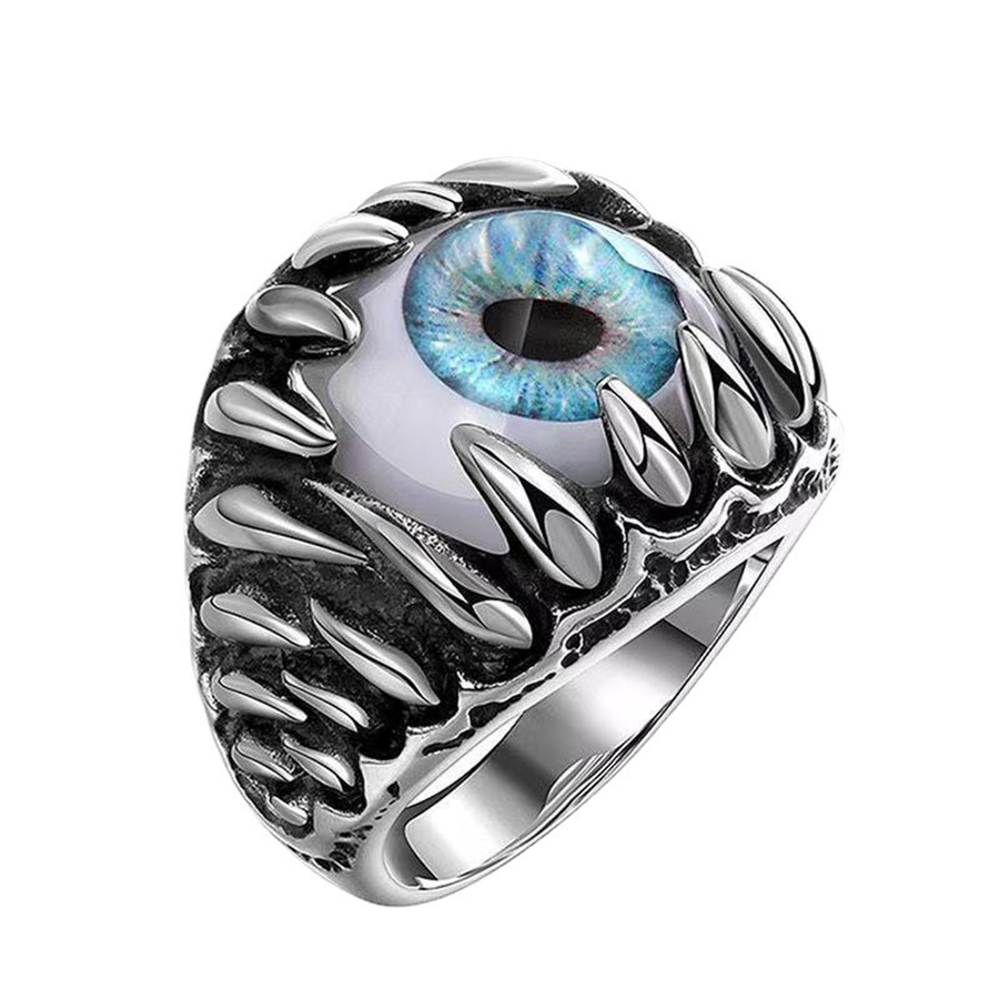 Anillos con forma de ojo de diablo para hombres y mujeres, anillo de ojo de Diablo, Punk, Hip Hop, Rock, Retro: Blanco