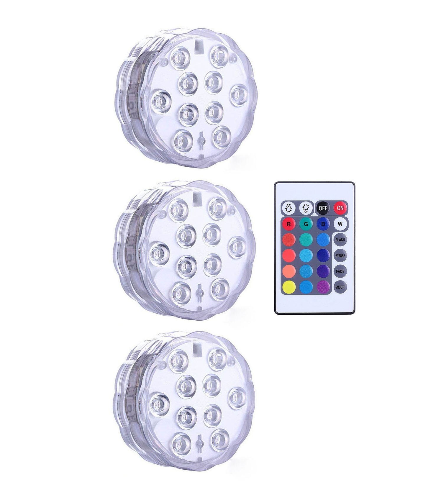 10 led piscina lâmpada de luz submersível rgb ip68 controle remoto à prova dwaterproof água luzes subaquáticas lagoa natação decorativa: 1 controller 3 Lamp