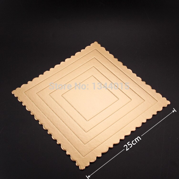 5 stk/parti tykkere 10- tommer (25*25cm)  firkantet guldkage pap brød bundbeslag bagepapir kageplade bageværktøj  m2060