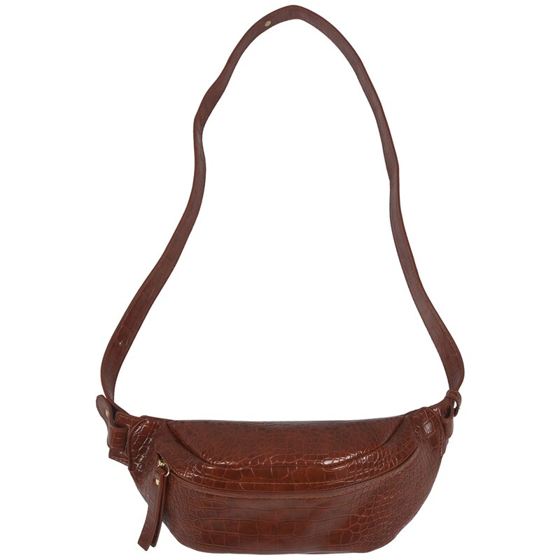 Bolsos de cintura de cuero de Pu con patrón de cocodrilo para mujer, paquetes divertidos de colores sólidos, bolsos de cinturón para mujer para teléfono, paquete divertido para mujer: Brown