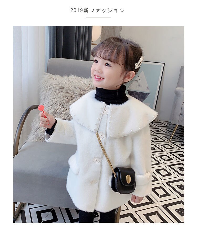 Girls Coats Baby Jackets Children Clothing Comfortable Big Collar With Pearls Spring Autumn Windbreaker HPY100