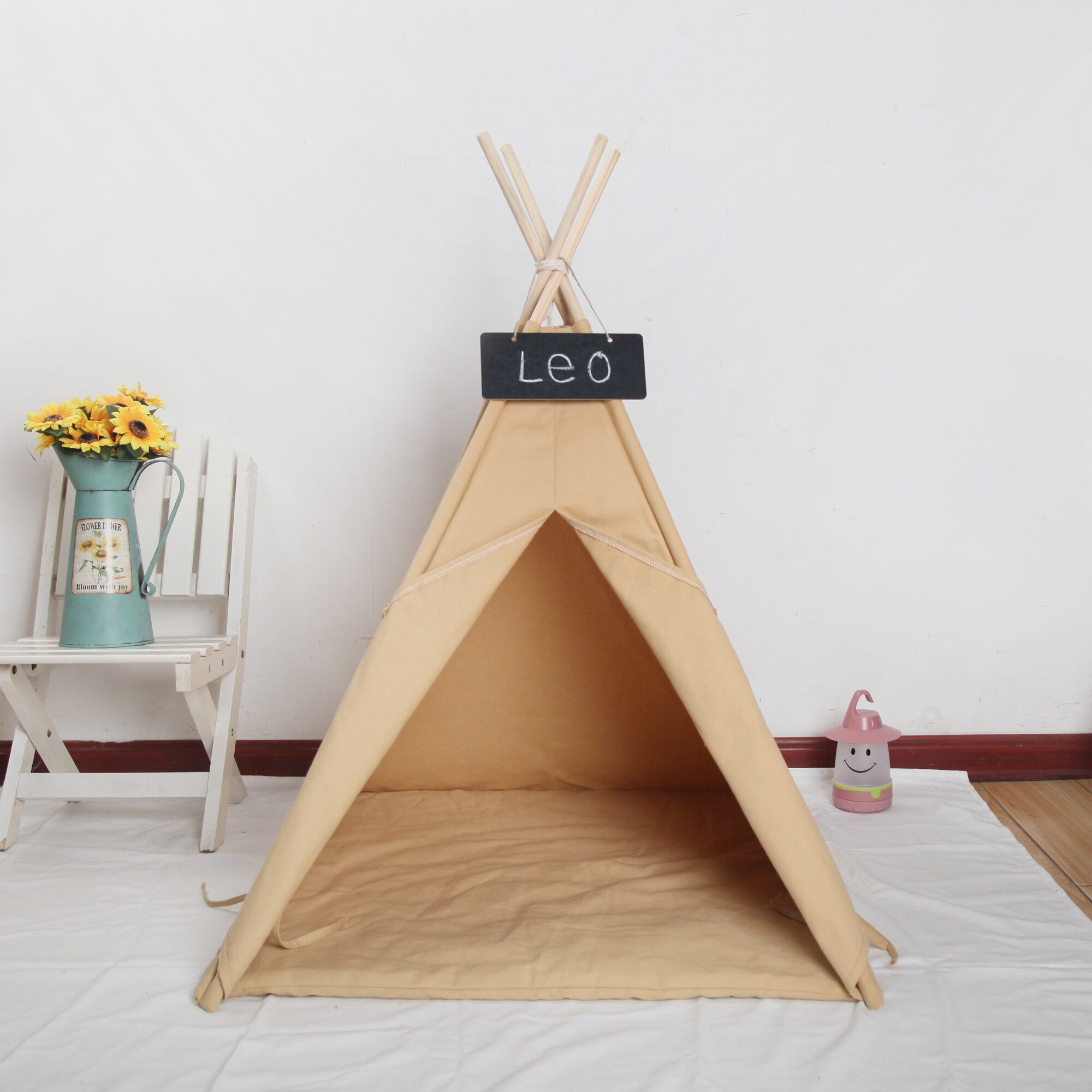 Bruin Canvas Huisdier Teepee 60 Cm Base 63 Cm Tall
