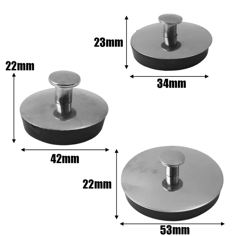 Tapón a prueba de fugas para fregadero, cubierta de tapón de fregadero de acero inoxidable, tapas universales para bañera y lavabo, accesorios de baño, 3/1 Uds.