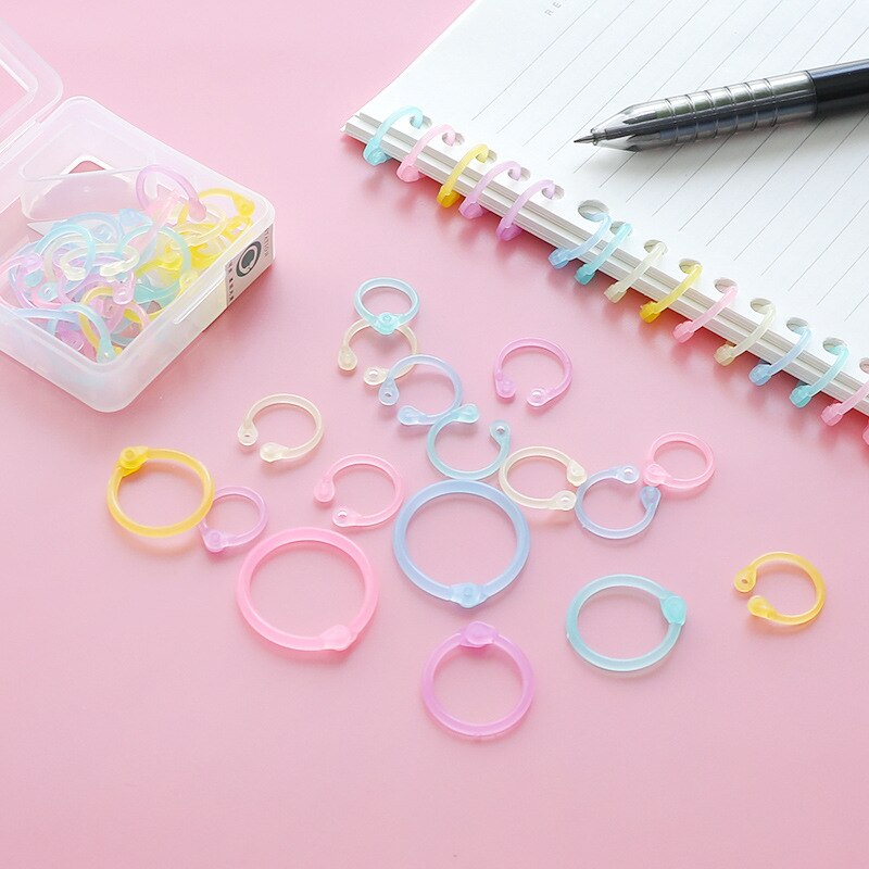 Coloffice Candy Color Plastic Multi-Function Paper Clip Random Circle Document Information Card Binder Transparent Loose Ring
