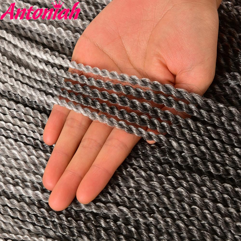 ANTONIAH Grey Senegalese Crochet Twist Braids Hair 18inch 30strands Grey Color Braid Hair Ombre Synthetic Senegal Braiding Hair