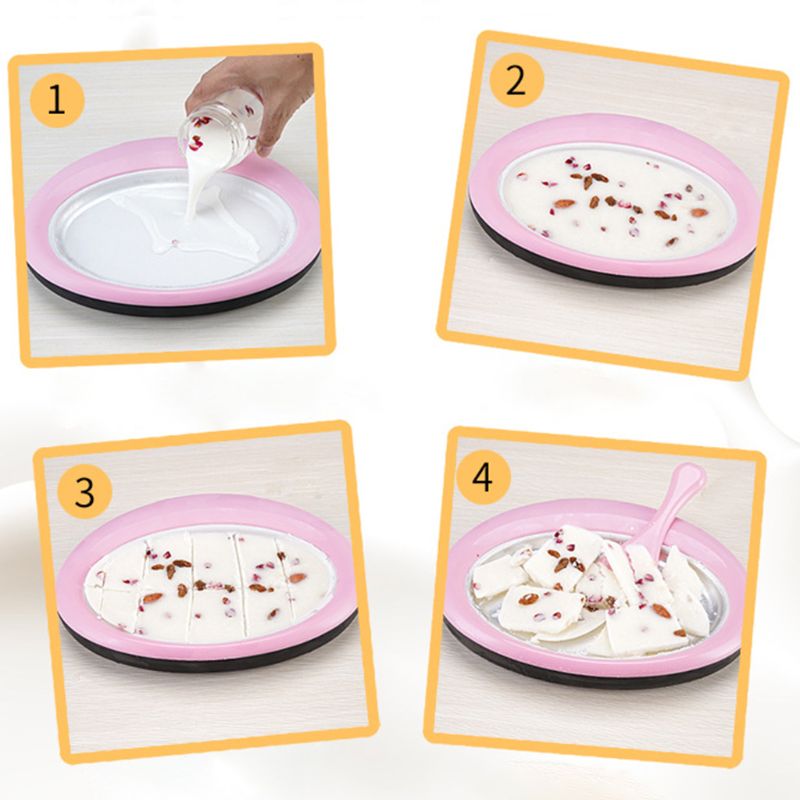 Gefrituurde yoghurtmachine zomerhuishouden ijsrollen bereiden ijsmachine diy ijs teppanyaki plaat ijstapijt