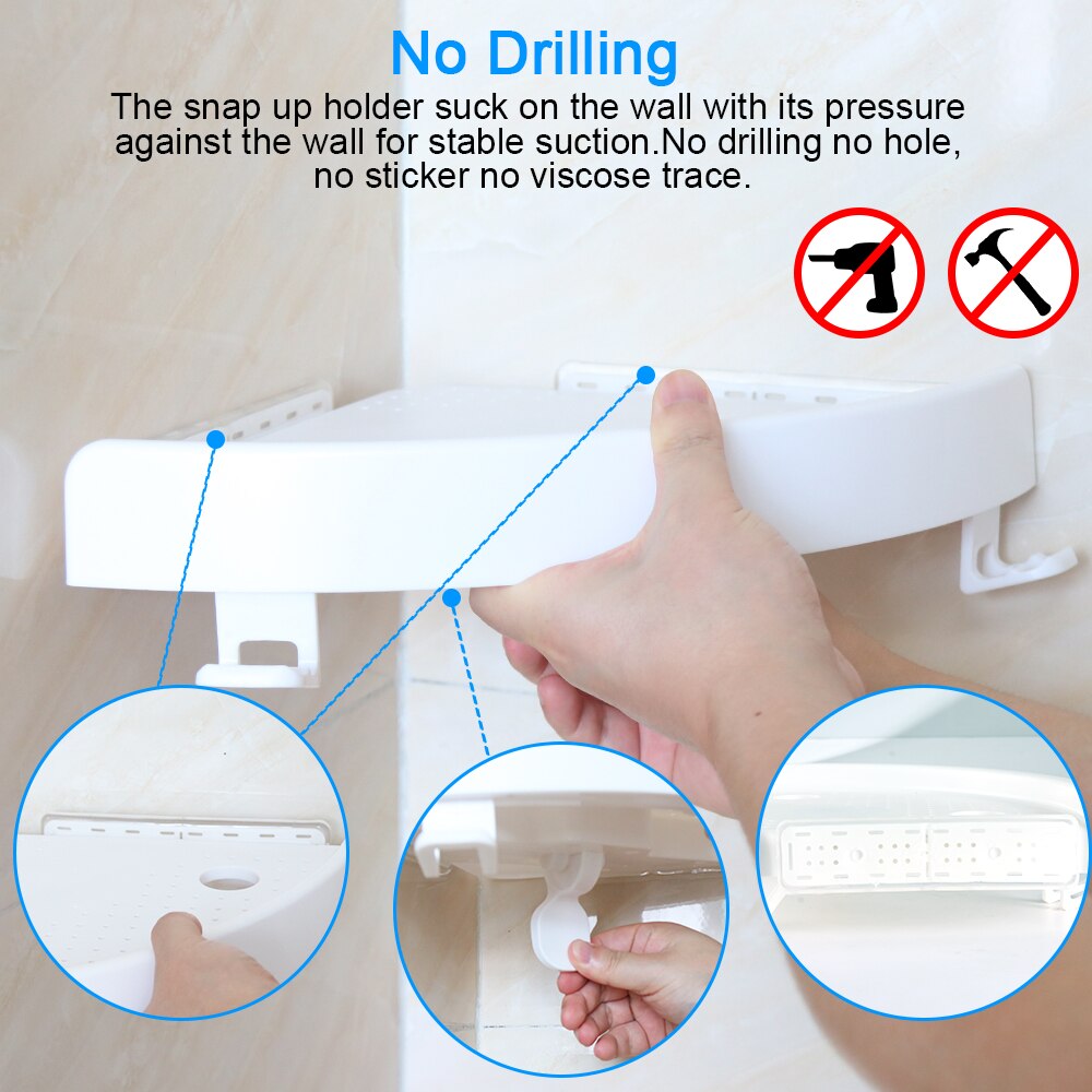 Bathroom Shelf Qrganizer Snap Up Corner Shelf Caddy Bathroom Plastic Corner Shelf Shower Storage Wall Holder Shampoo Holder