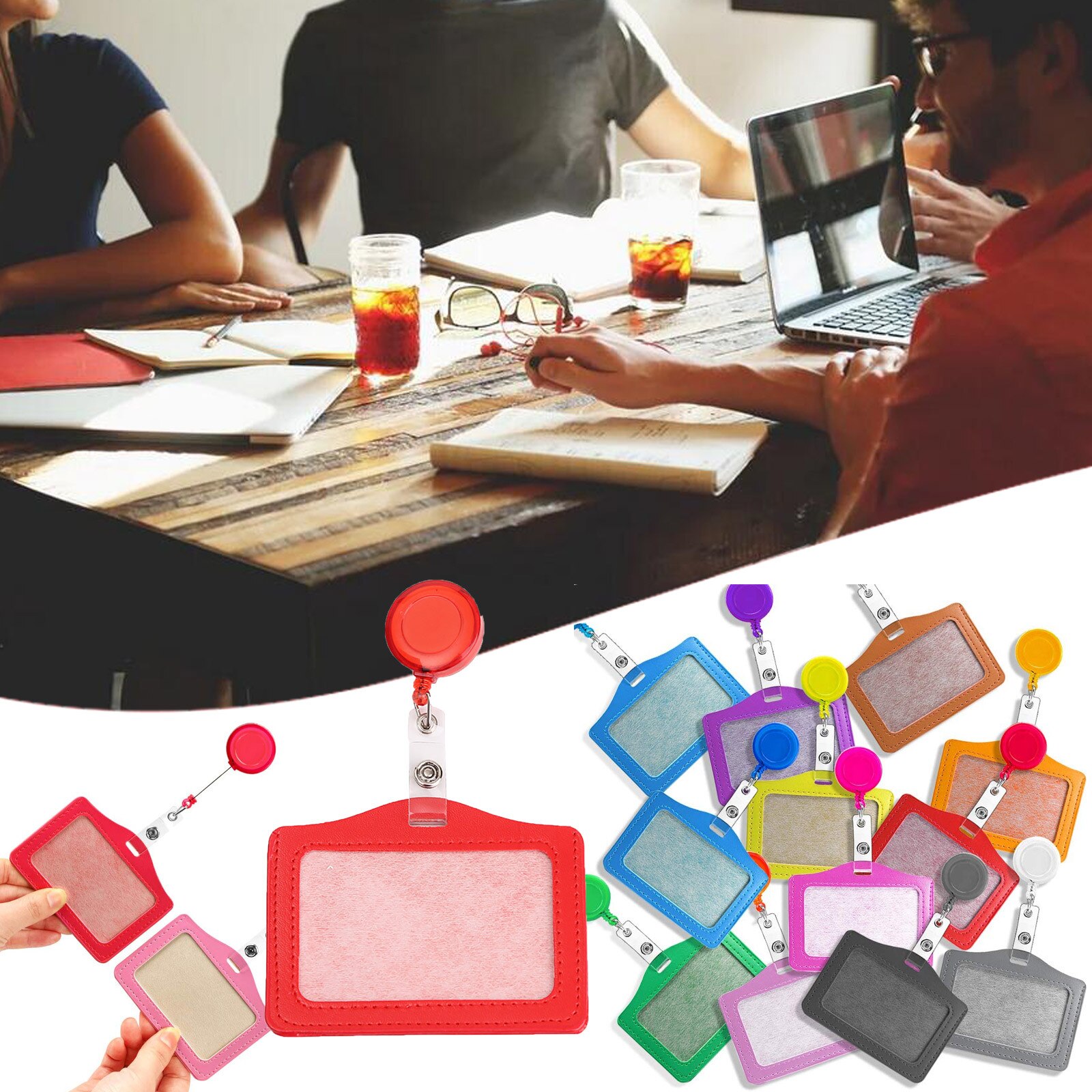 12PC Perfect Retractable Badge Holder with Horizontal Card Holder For ID Cards Company Department Work Permit Storage Folder