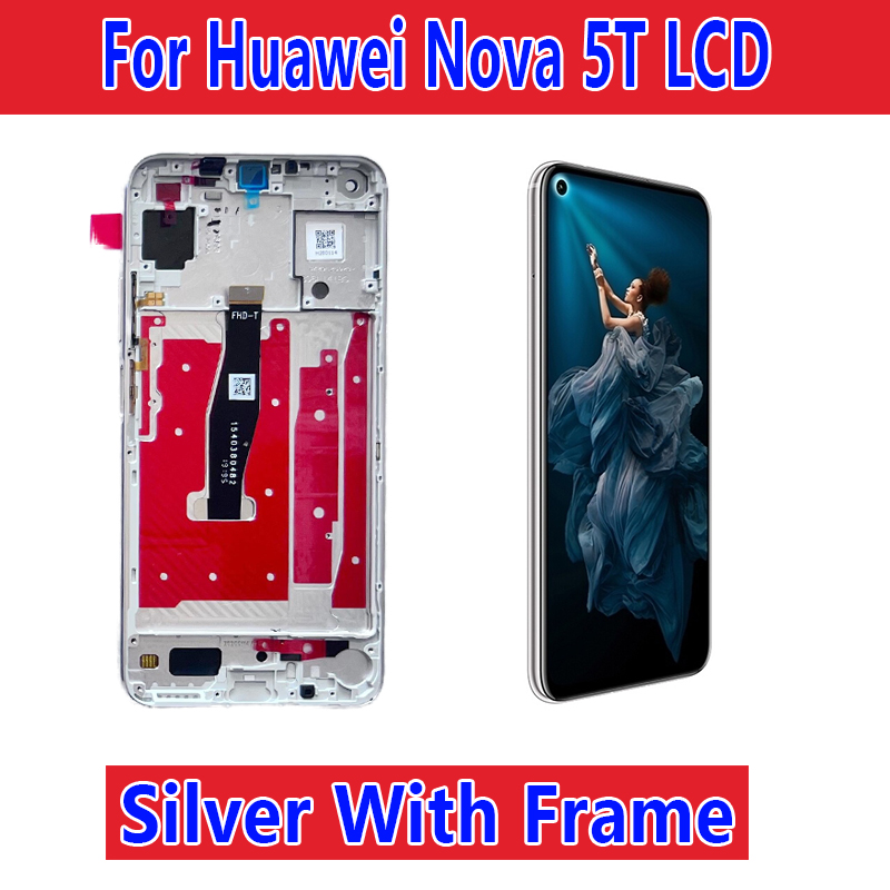 For Huawei Nova 5T Screen Assembly Nova5T LCD Display YAL-L21 YAL-L61A YAL-L71A Touchscreen LCD Display with Frame inner screen: AZURE
