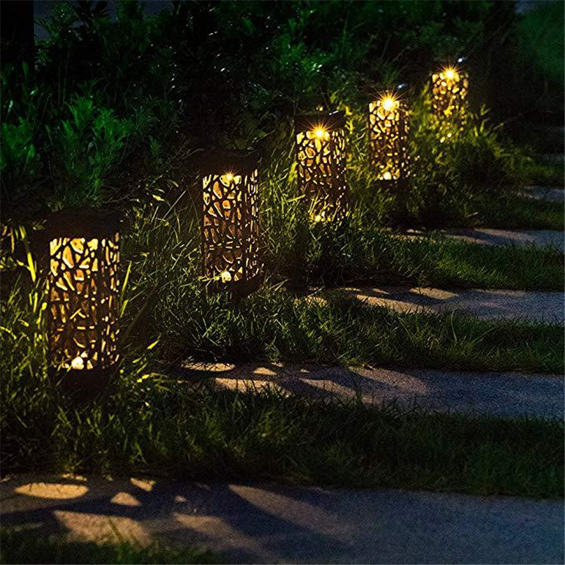 Outdoor LED Solar Powered Path Stake Lantaarns Lampen Tuin LED Gesneden Gazon Licht Solar Light Pathway