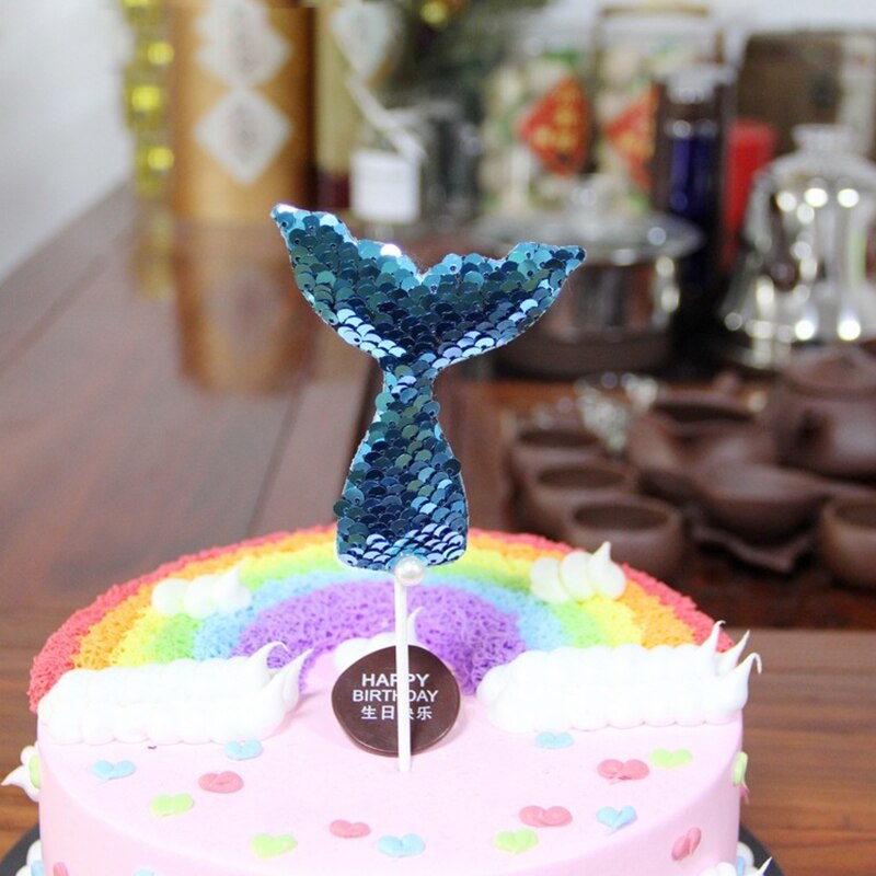 5 stk flerfarvet havfrue kage topper til fødselsdagsdekorationbrusedag jubilæum bagning forsyninger blå dessert kærlighed: D