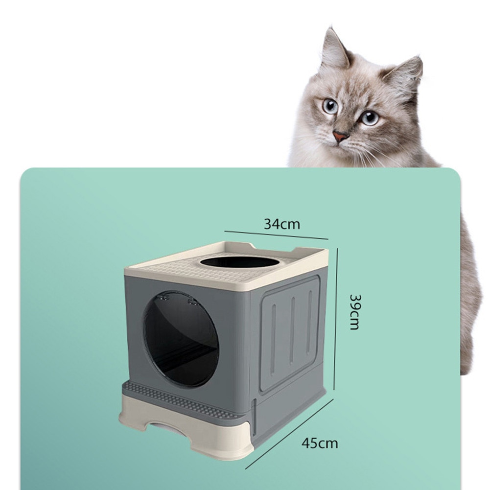 Cat Litter Box Lid Cats Toilet Splash-proof Fully Enclosed Pet Litter Box Cat Supplies with Ergonomic Large Litter Scoop