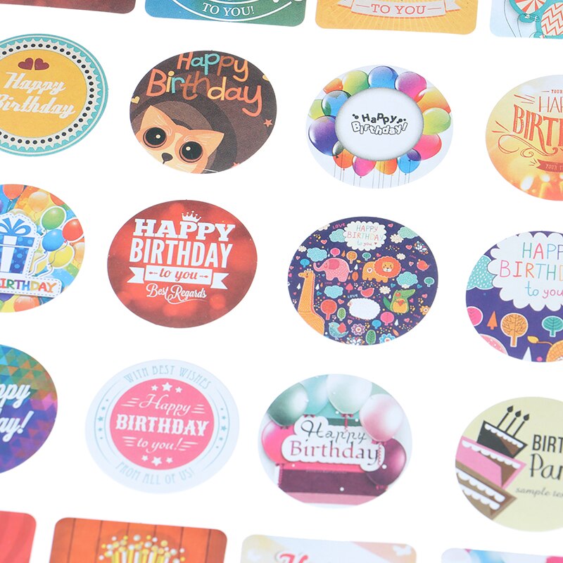 38Pcs Cute Label Sticker Happy Birthday Decorative Paper Sticker Diy Scrapbooking Stamp Self Adhesive Sticker Boxed Sticker
