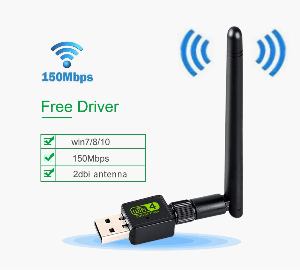 JCKEL USB Wifi Dongle Adapter USB Dual Band Wifi Antenna LAN Adapter per Windows Mac Desktop/Laptop/PC 600Mbps scheda di rete: 150Mbps 2.4G