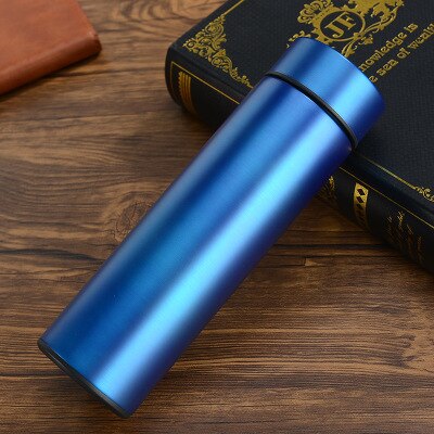 Clever Thermoskanne Thermoskanne 500ml vakuum glaskolben LED digitale Temperatur Anzeige edelstahl Clever vakuum glaskolben: königlich Blau