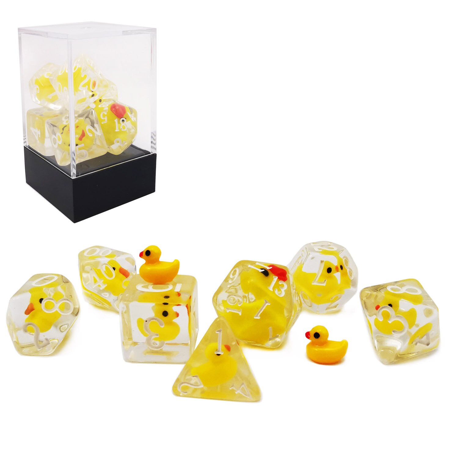 Bescon Yellowduck Rpg Dobbelstenen Set Van 7, Novelty Gele Eend Polyhedral Dice Set