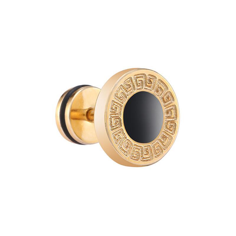 Rostfritt stål kvinnor #39 för män örhängen svart sten guld silver färg ansikte örhängen smycken: D -18-4 10mm 1pc