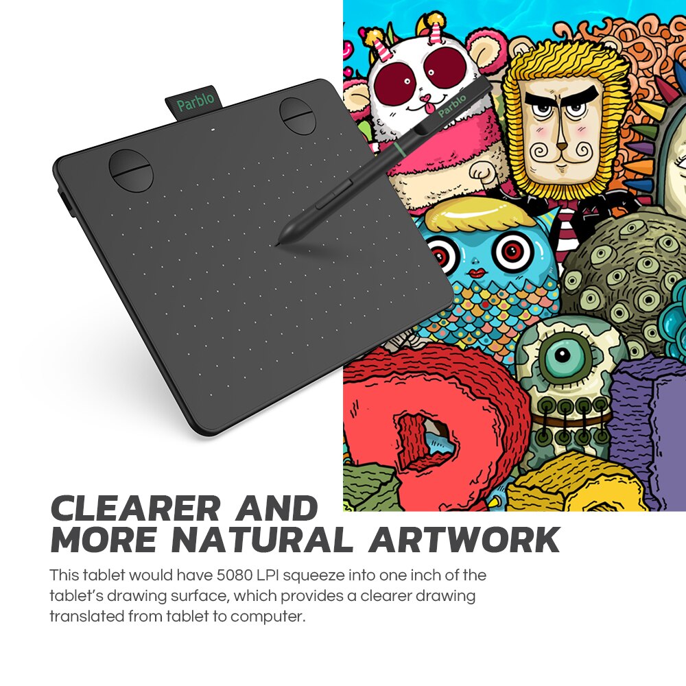 Parblo A640 V2 Graphics Tablet Digital Drawing Tablet 8192 Pressure Battery-free Pen Support Online Education