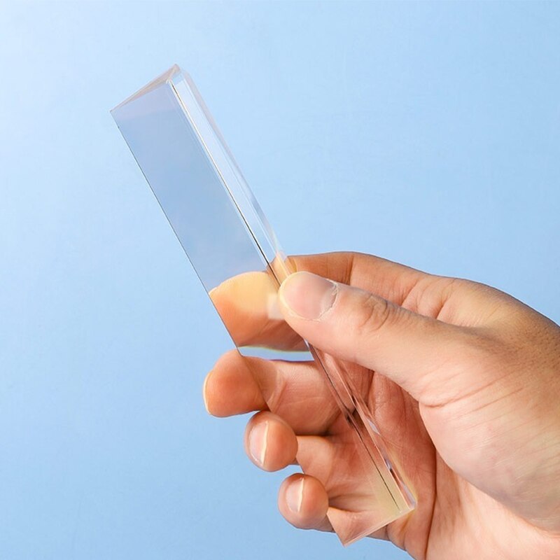 Triangular Prism Optical Glass Rainbow Photo Photography Props Seven-Color Light Triangle Kaleidoscope Polygonal Prism: 15cm(no holes)