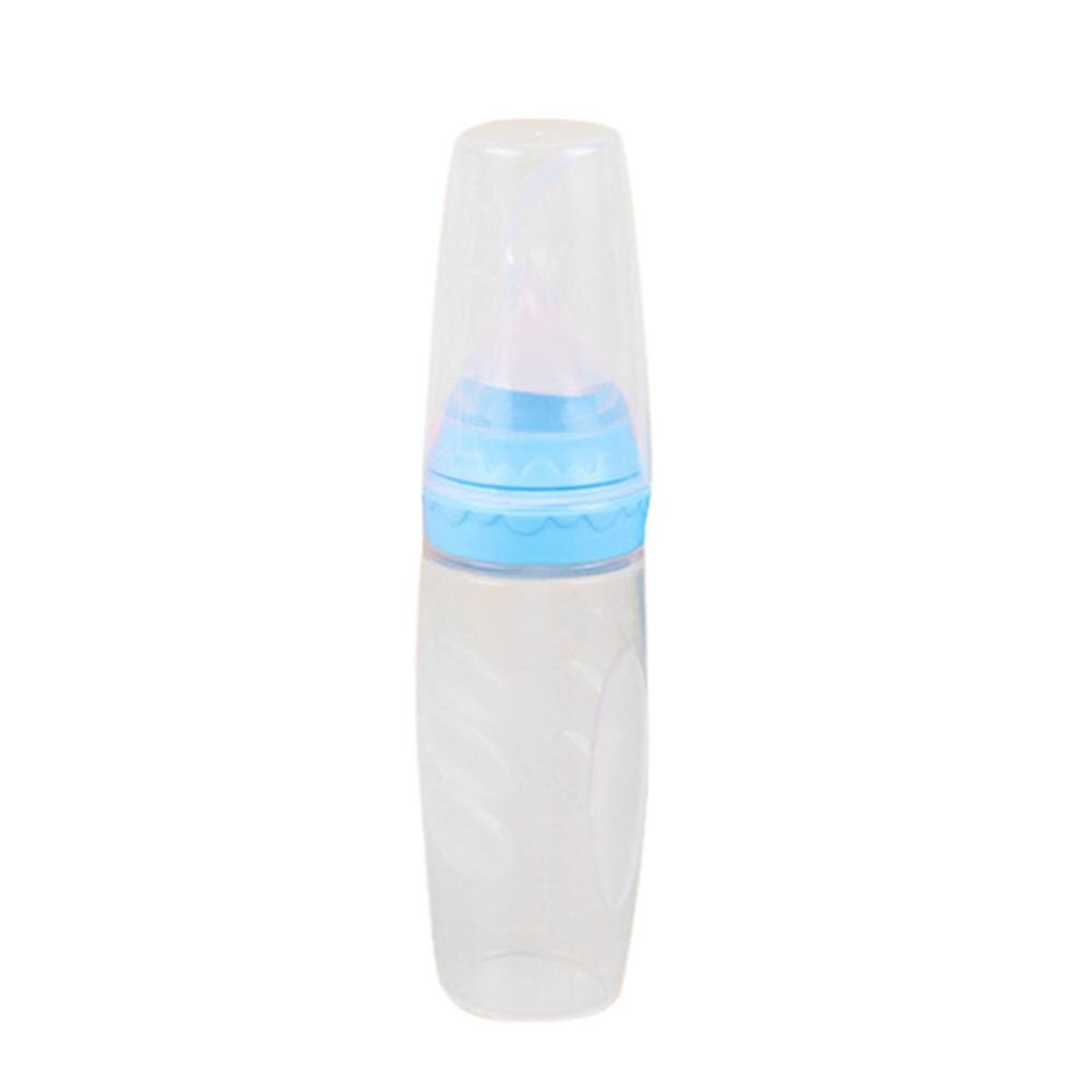 Baby Leuke Zuigfles Baby Fles Menigte Training Siliconen Fles Squeeze Lepel Kind Voedsel Spoonfood Supplement Fles: Blue