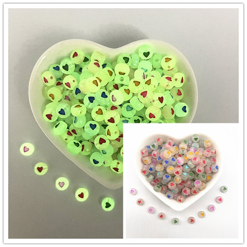 100 Uds. Cuentas luminosas de A-Z de 7x4mm, cuentas con letras, cuentas espaciadas acrílicas para fabricación de joyería, pulsera de dijes DIY