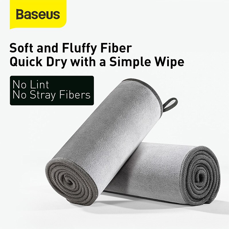 Baseus-toallas de microfibra para limpieza de coche, paño de secado con dobladillo, accesorios de lavado de coche