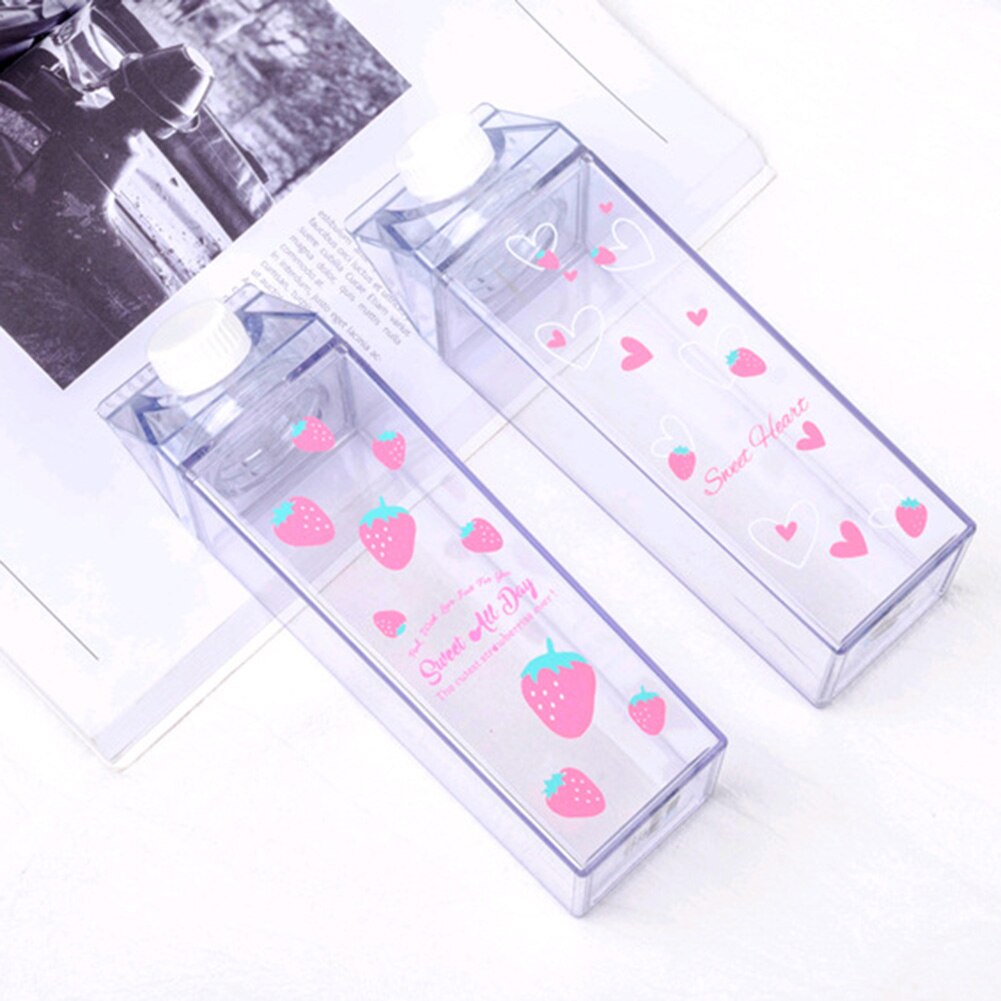 Plastikowe przezroczyste mleko karton butelka wody moda przezroczysty kartonu mleka sok kubek wody prezenty dla dziewczynek HKS99