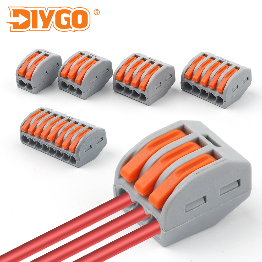 Connecteurs rapides de fil de levier, 2 trous, 3 trous, 4 trous, 5/8 trous, épissure électrique, borniers compacts, câblage, ensemble pour AWG28-12, 10 pièces
