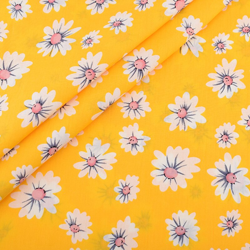 Färskt daisy blommig serie tryckt vanligt bomullstyg, gör-det-själv-quiltning och sömnad av poplinmaterial för baby- och barnklänning, skjorta, kjol: E 1 delar / 50 x 145cm