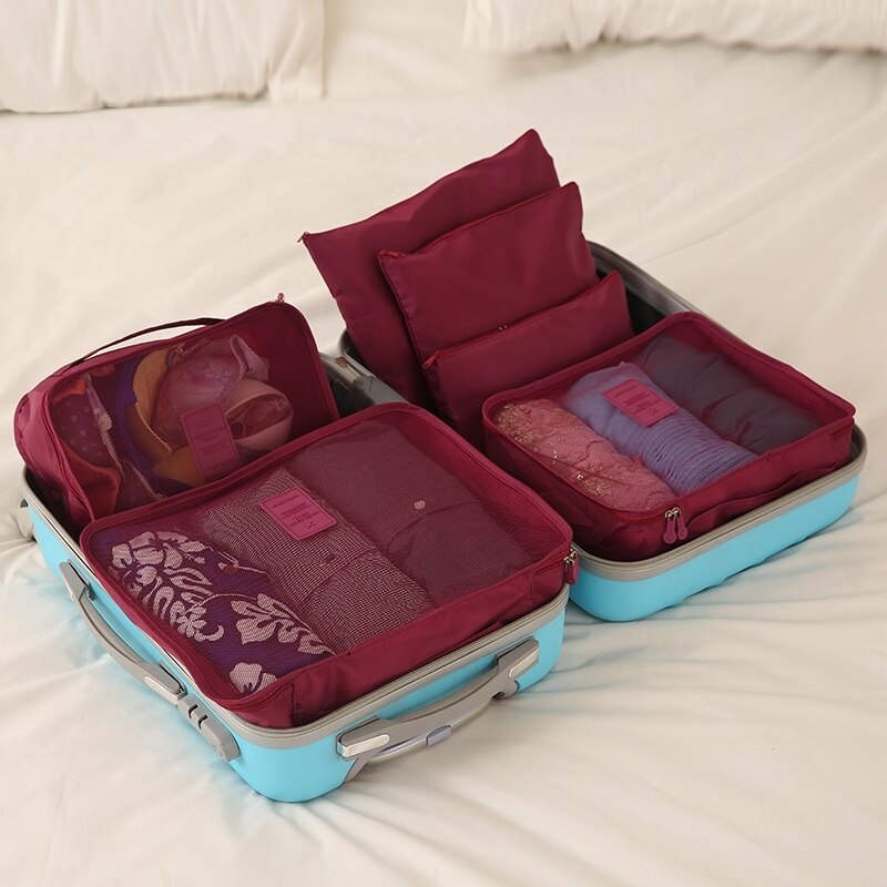 6 pz/set Borse contenitore di Viaggio Poliestere di Grande Capacità Unisex Abbigliamento Smistamento Bagagli Organizza Bag Multicolor