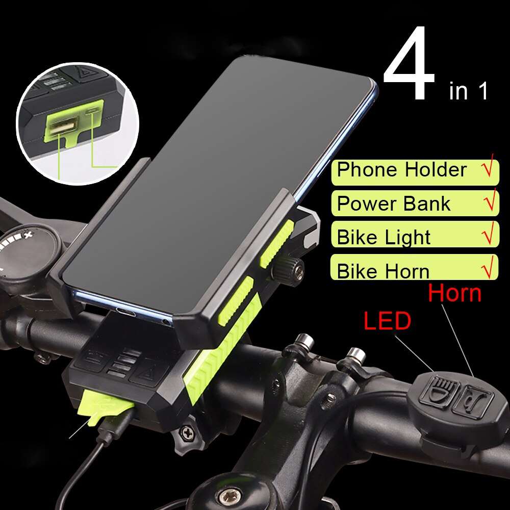 5 In 1 Fiets Telefoon Houder Fiets Licht Voor Usb Oplaadbare Hoorn Fiets Lamp Zaklamp Motorfiets Mobiele Telefoon Mount Stand