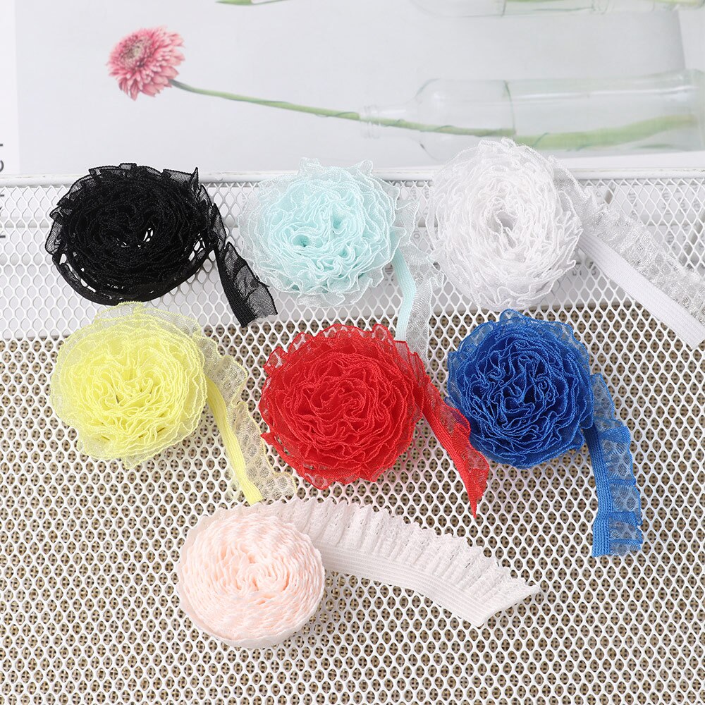 Color Lace Fabric for Decor Dolls Clothes Socks Pleated Elastic Lace Ribbon Material DIY Toy Doll Sew Clothing Collar Dress Trim