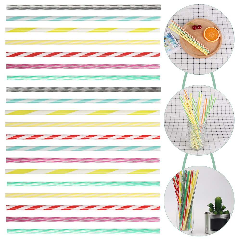 20Pcs Herbruikbare Party Smoothie Rietjes Streep Rietjes Feestartikelen