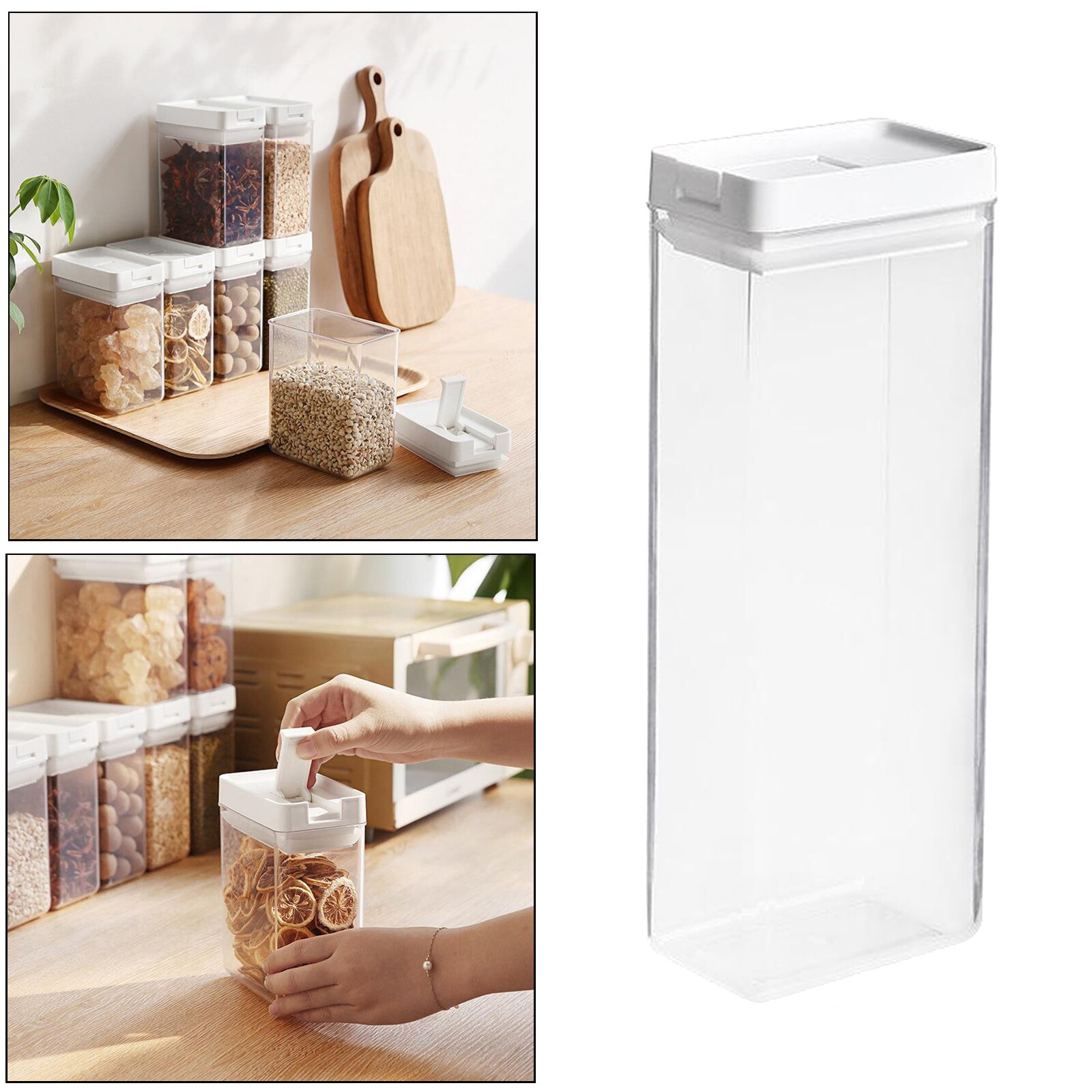 Airtight Cereal Container Clear Food Storage Box Kitchen Pantry Organizer: 1600ml
