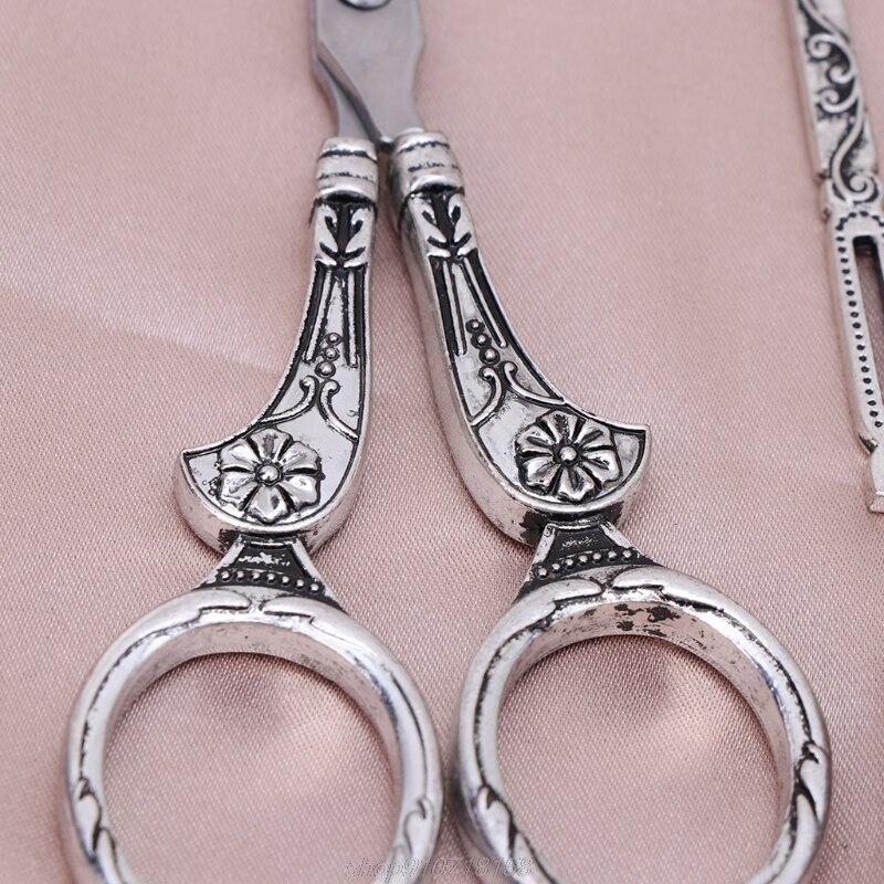 1 Set Vintage tijeras para bordado aguja caso dedal para coser punzón costura herramientas J13 21 . Exclusivo.