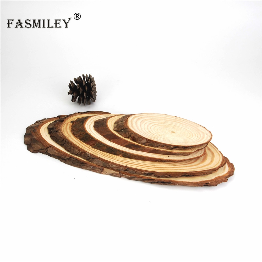 Rodajas de madera ovaladas naturales pequeñas, círculos de tronco de corteza de árbol, artesanías artesanales, decoración de pintura de de boda, 10-30cm, 1 Uds., wd05
