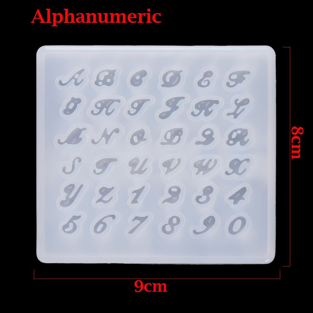 Moldes de silicona con letras transparentes DIY, moldes de resina Epoxy para joyería, fabricación de llaveros, moldes de fundición de resina: Alphanumeric
