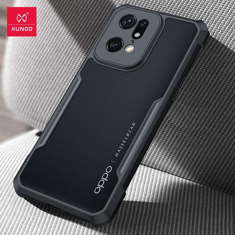 Para Find x5 pro caso, xundd caso à prova de choque para oppo encontrar x5 lite caso transparente pára-choques capa de telefone impressão digital livre capa