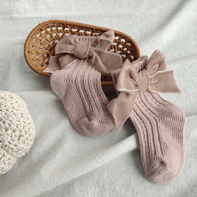 Medias De Bebé Y Niña Con Lazos De Terciopelo - Punto Acanalado, Para Navidad Y San Valentín - Varias Tallas (6M-6A)