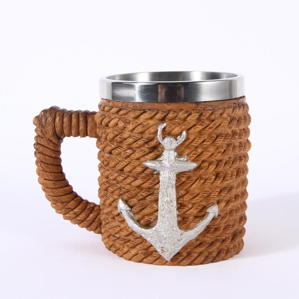 Nautische anker Rvs Hars 3D Bier Mok Beker Game Tankard Koffiekopje Wijnglas Mokken 350ml BESTE KREEG