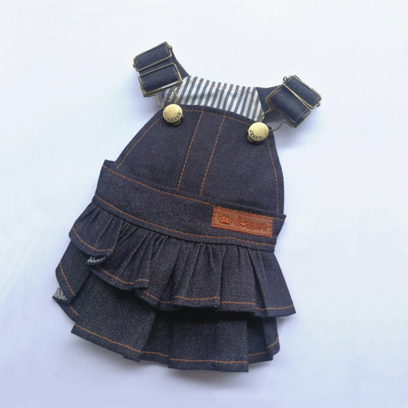Puppy Girl Dog Denim Clothes Summer Dress For Dogs Clothing Chihuahua Small Breeds Of Dog Dress Poodle York Pomeranian Pet Skirt: B / XXL