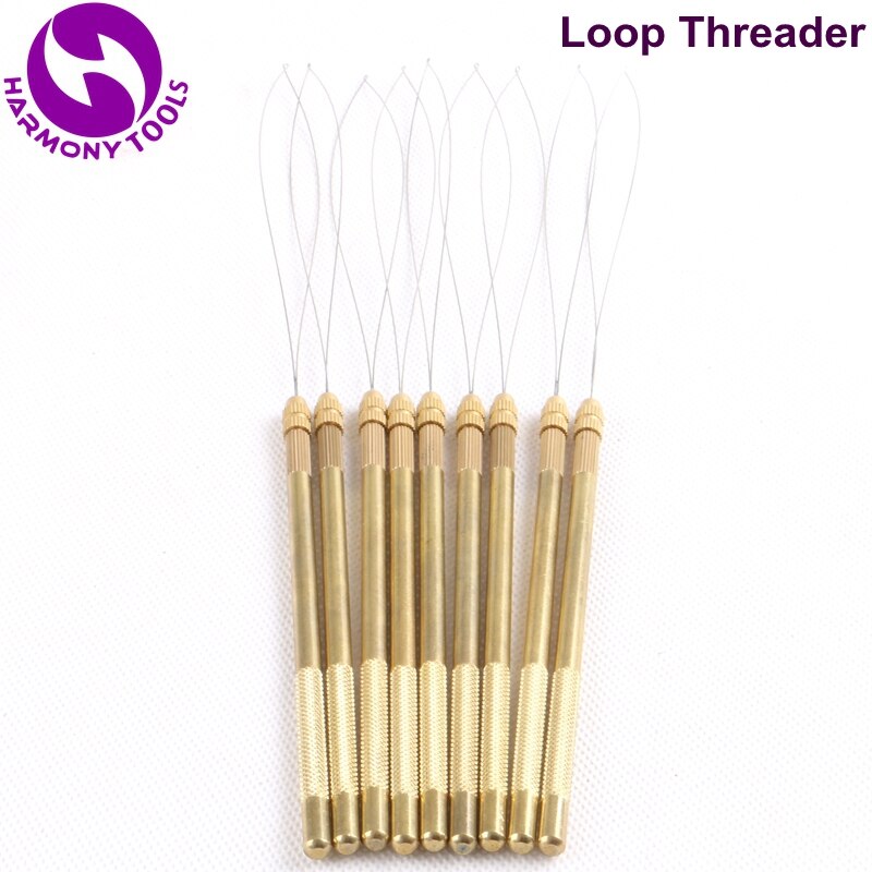 10 Pieces Copper Brass Handle Micro Beads Hair Extension Tools Ventilating Needles Loop Threader