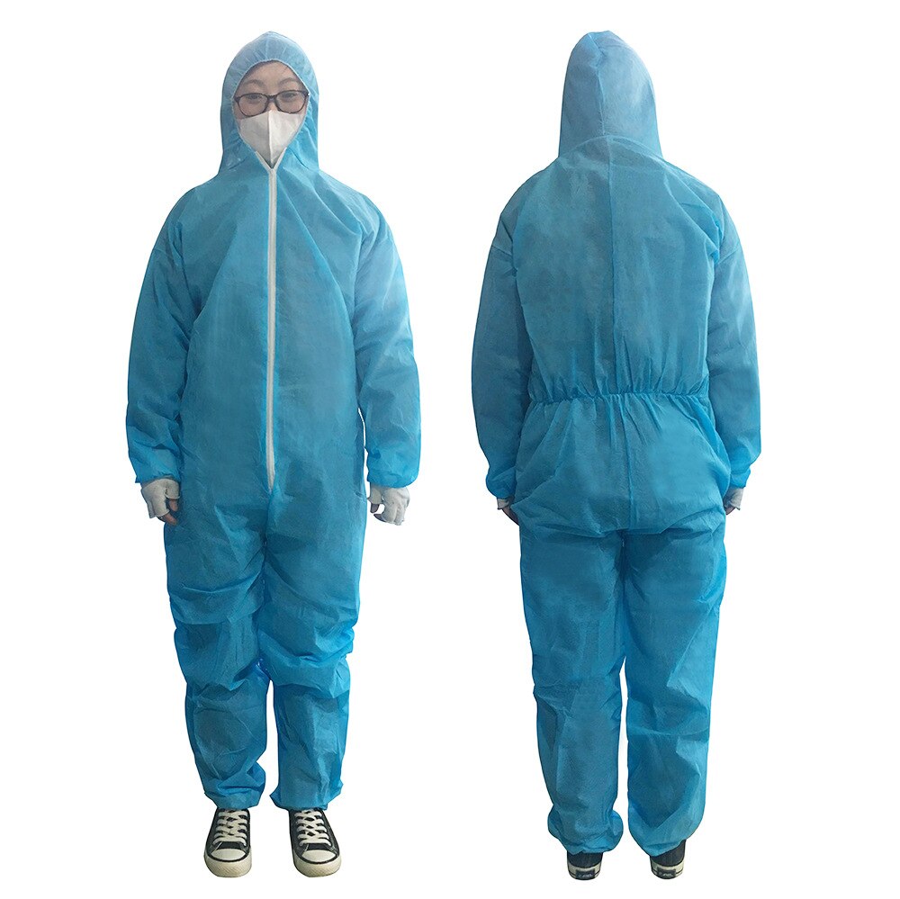 Multifunktionel engangsbeskyttende åndbar støvtæt sikkerhedstøjarbejde spary malingstøj overall suit / xl / xxl: Blå / L