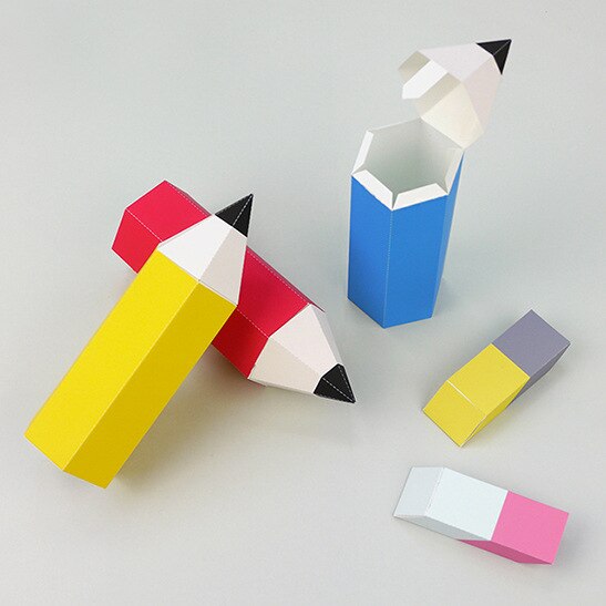 Penna gummi gummi pensel penna papper modell studenter handgjorda diy förälder och barn pedagogisk aktivitet